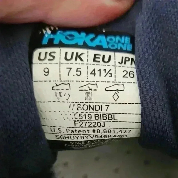 Hoka One One Bondi 7 Womens Running Shoes in Black Iris/Ballad Blue 9 - Picture 10 of 13